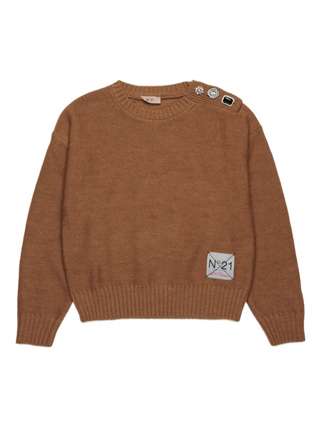  Nº21 Kids Decorative-button Jumper - Brown 