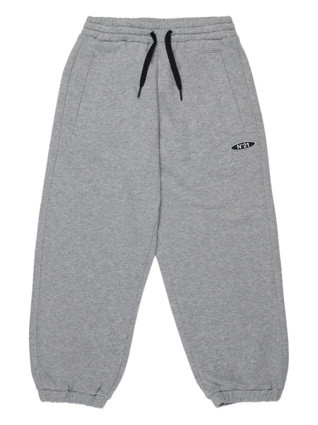  Nº21 Kids Drawstring Logo-detail Casual Trousers - Grey 