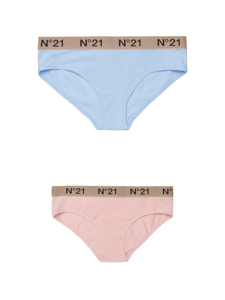  Nº21 Kids Elasticated Logo-waistband Briefs (set Of Two) - Blue 