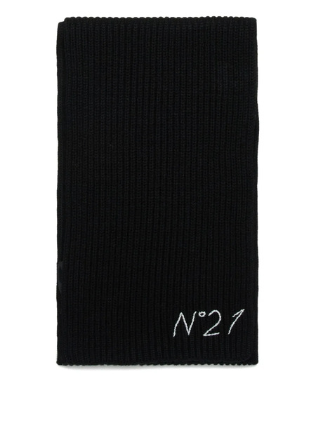  Nº21 Kids Embroidered-logo Scarf - Black 