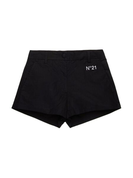  Nº21 Kids Embroidered Logo Shorts - Black 