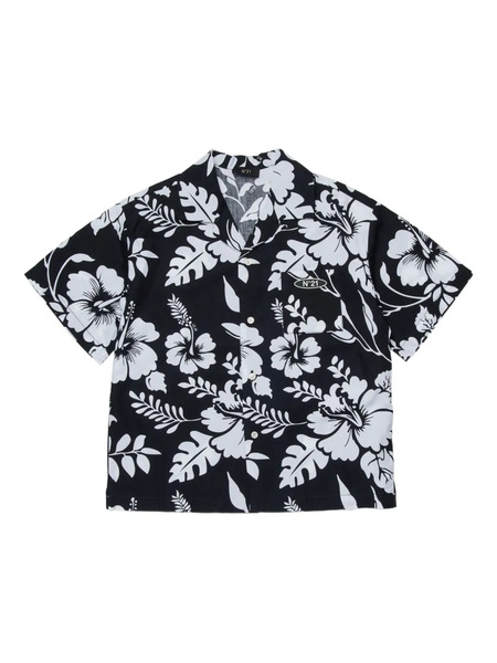  Nº21 Kids Floral Pocket Shirt - Black 
