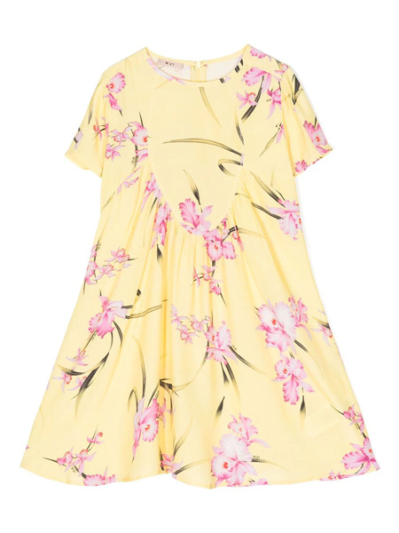  Nº21 Kids Floral-print Short-sleeve Dress - Yellow 