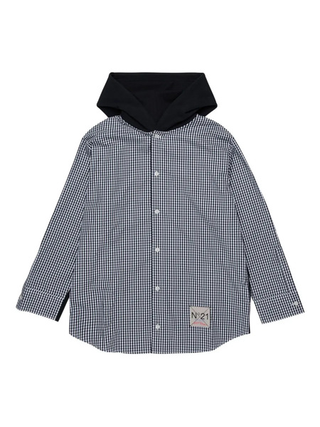 Nº21 Kids Gingham Hooded Sweatshirt - Black 