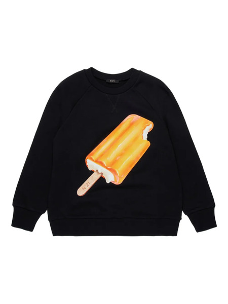  Nº21 Kids Graphic-print Crew-neck Sweatshirt - Black 
