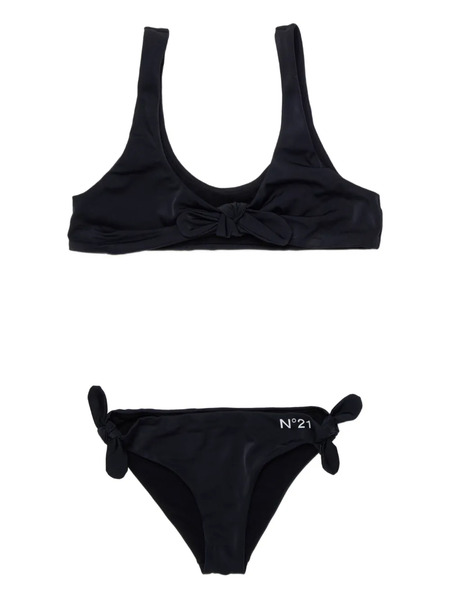  Nº21 Kids Knot-detail Logo-print Bikini - Black 