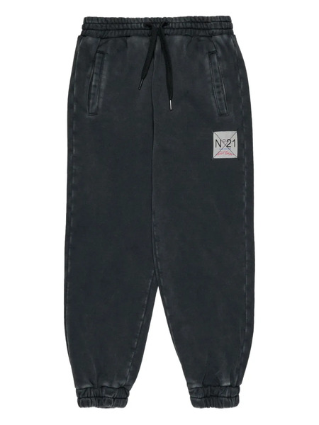  Nº21 Kids Logo-appliqué Track Pants - Black 