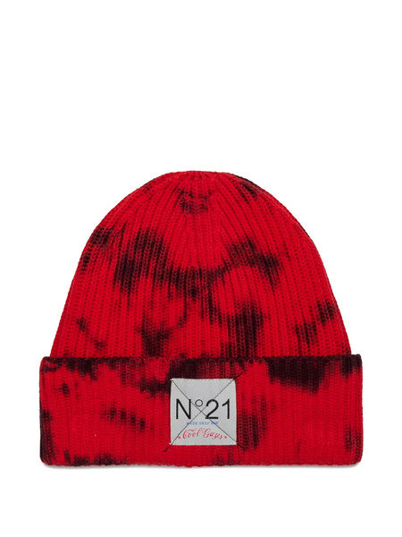  Nº21 Kids Logo-patch Beanie Hat - Red 