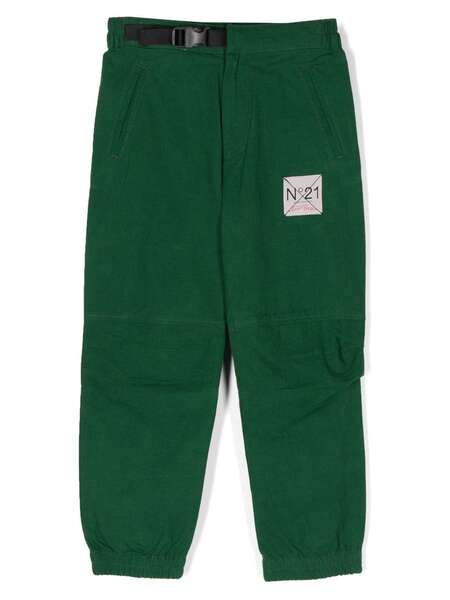  Nº21 Kids Logo-patch Cargo Trousers - Green 