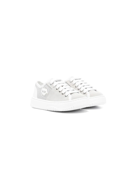  Nº21 Kids Logo-patch Suede Sneakers - Grey 