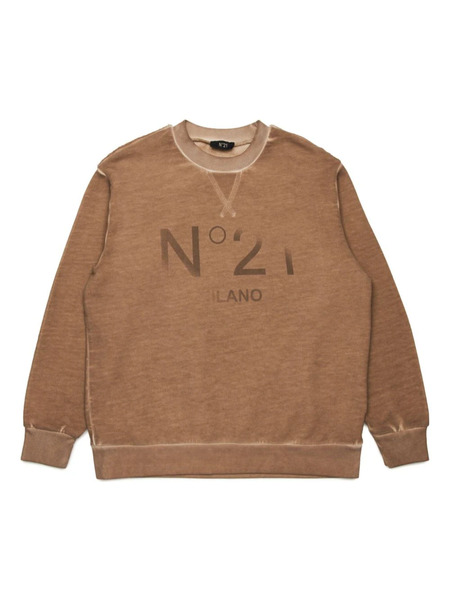  Nº21 Kids Logo-print Cotton Sweatshirt - Brown 