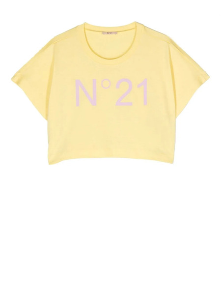  Nº21 Kids Logo-print Cropped T-shirt - Yellow 