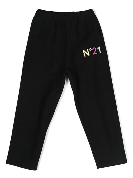  Nº21 Kids Logo-print Leg Trousers - Black 