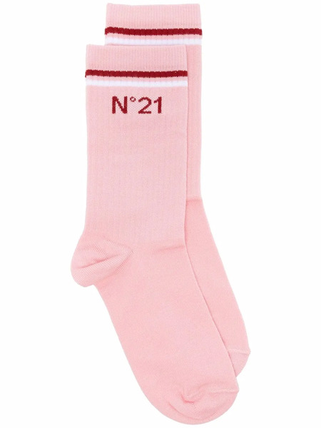 Nº21 Kids Logo-print Striped Socks - Pink 