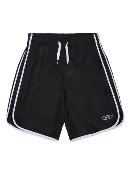  Nº21 Kids Logo Stripe Swim Shorts - Black 