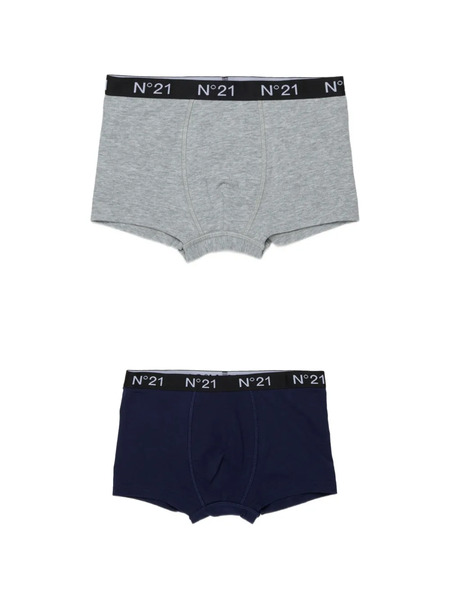  Nº21 Kids Logo-waistband Boxers (set Of Two) - Grey 