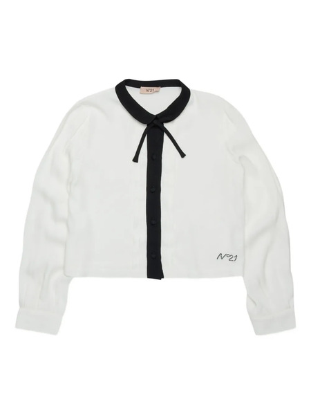  Nº21 Kids Neck Tie Shirt - White 