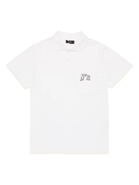  Nº21 Kids Printed Polo Shirt - White 