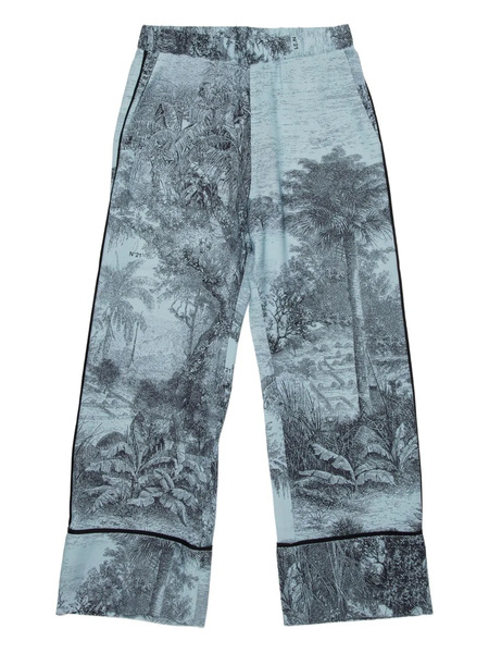 Nº21 Kids Printed Trim Casual Trousers - Blue 