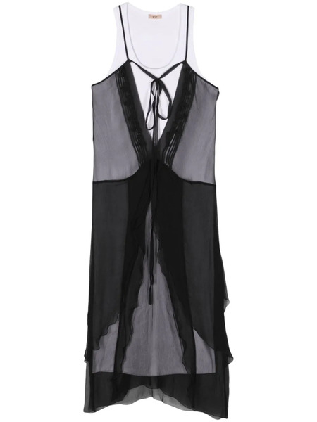  Nº21 Layered Silk Midi Dress - Black 