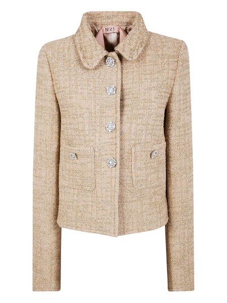  Nº21 Long-sleeved Tweed Jacket - Gold 