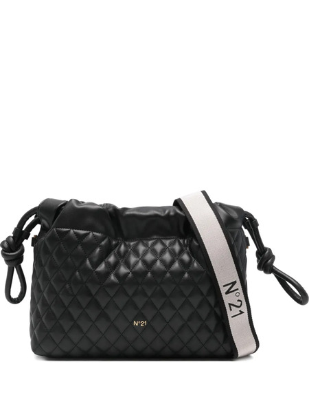  Nº21 Quilted Drawstring Cross Body Bag - Black 