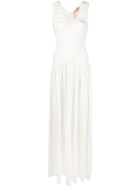  Nº21 Ruched-detailing Long Dress - Neutrals 