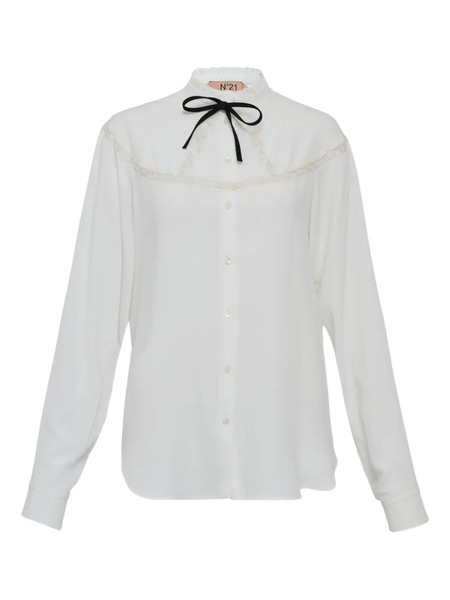  Nº21 Ruffled Lace-detail Blouse - White 