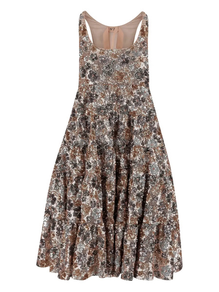  Nº21 Sequinned Midi Dress - Grey 