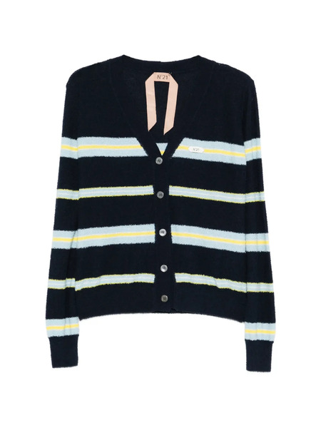  Nº21 Striped Button Cardigan - Blue 