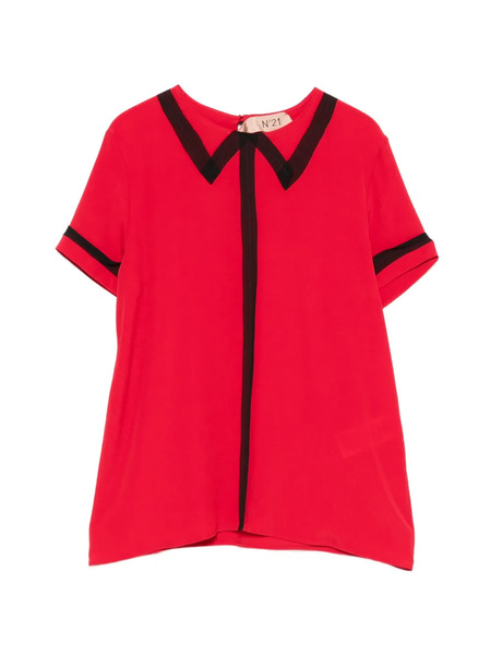  Nº21 Striped Collar Shirt - Red 