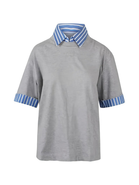  Nº21 Striped-collar T-shirt - Grey 