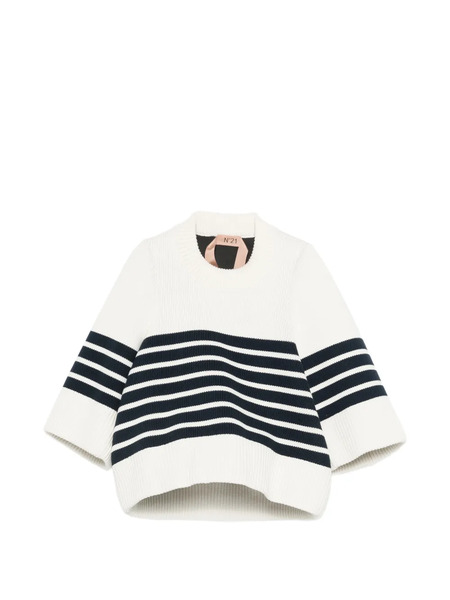  Nº21 Striped-pattern Sweater - White 