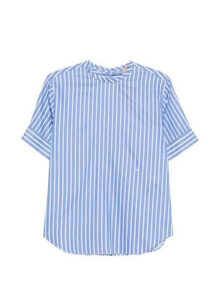  Nº21 Striped Short-sleeve Blouse - Blue 