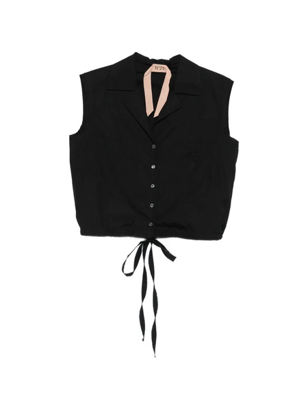  Nº21 Tie-waist Sleeveless Shirt - Black 