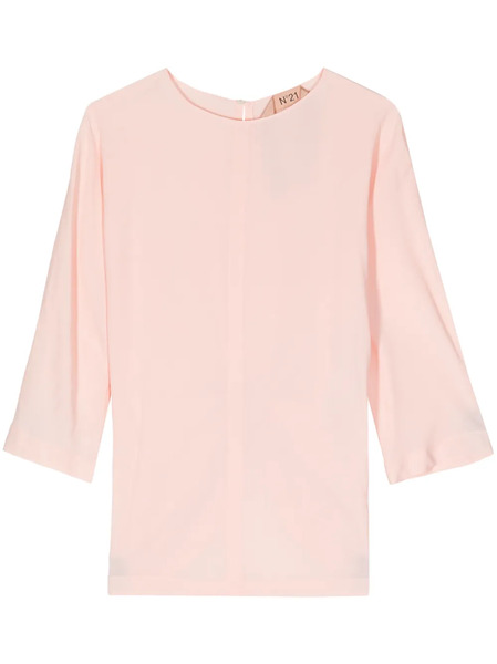  Nº21 Twist-detail Round-neck Blouse - Pink 