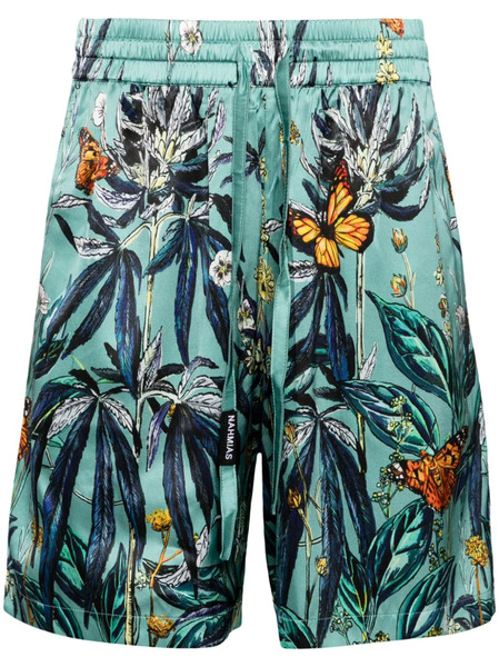  Nahmias Botanical Silk-blend Shorts - Green 