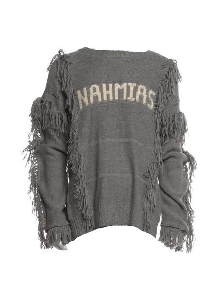  Nahmias Crew-neck Fringed Distressed Sweater - Grey 
