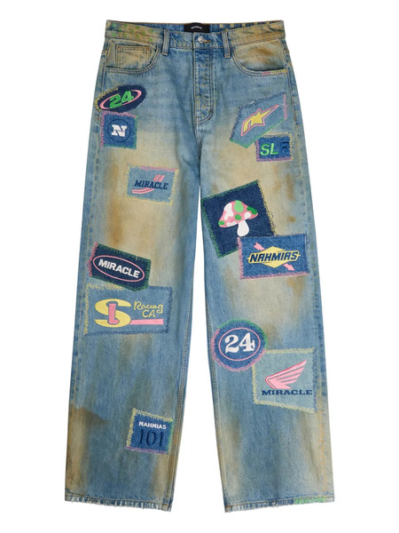  Nahmias Patchwork Embroidered Trousers - Blue 