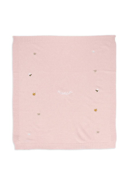  Nanan Embroidered Knit Blanket - Pink 