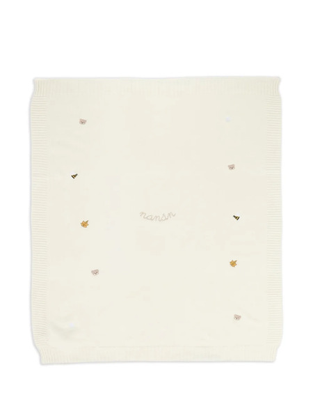 Nanan Embroidered-logo Baby Blanket - White 