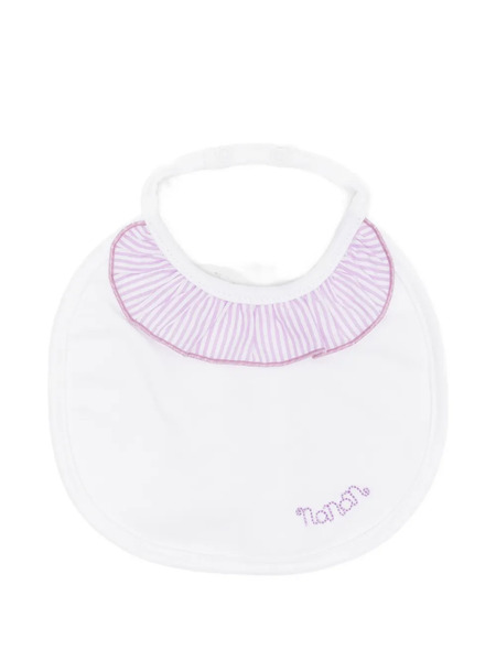  Nanan Striped Ruffled Bib - White 