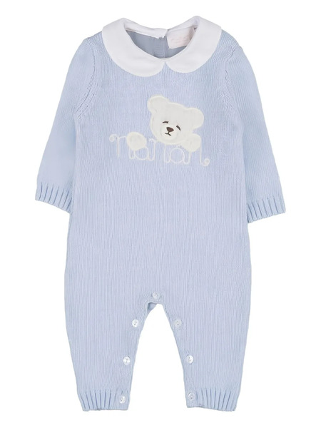  Nanan Teddy Bear-appliqué Romper - Blue 