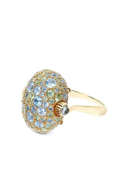  Nanis Yellow Gold Gemstone Medium Reverse Ring 