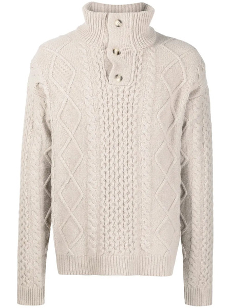  Nanushka Button-collar Cable-knit Jumper - Neutrals 