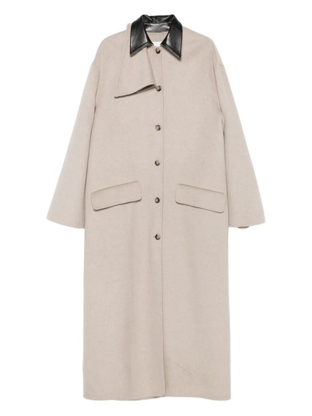  Nanushka Contrast-collar Button Coat - Neutrals 