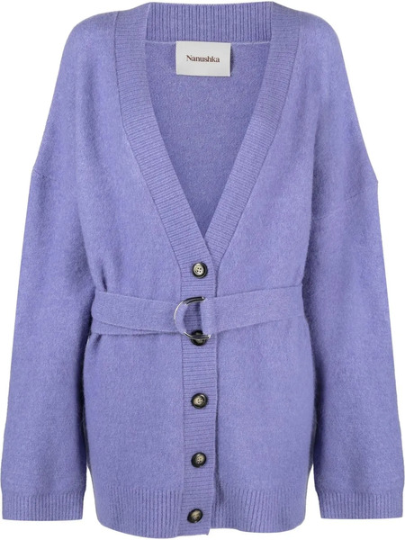  Nanushka Drop-shoulder Belted Cardi-coat - Purple 