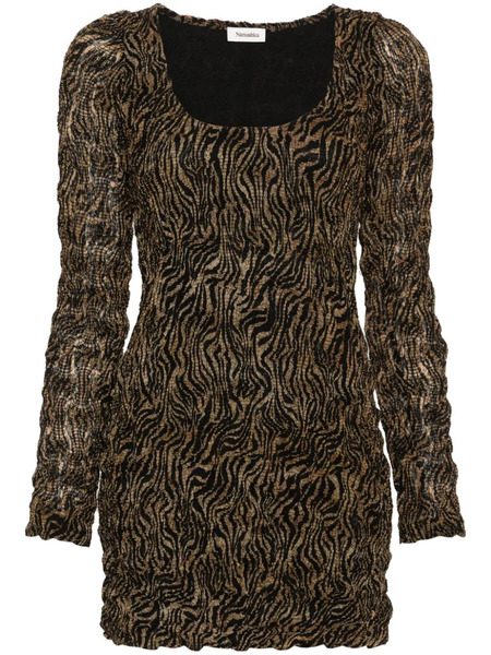  Nanushka Frensi Zebra-print Minidress - Brown 