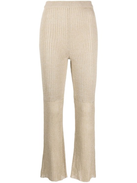  Nanushka High-waisted Ribbed-knit Trousers - Neutrals 