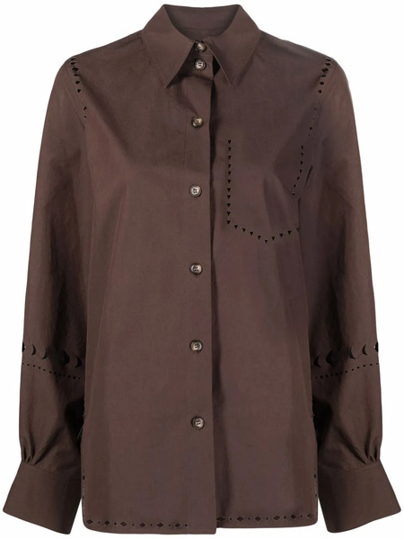  Nanushka Laser-cut Long-sleeve Shirt - Brown 